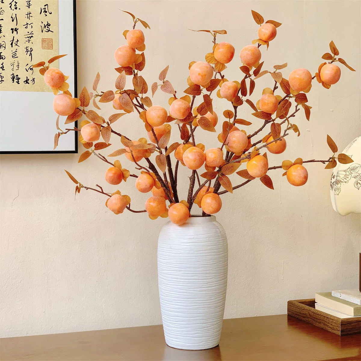 Artificial Apricot Branch Lifelike 25.6-Inch Maintenance-Free Decor