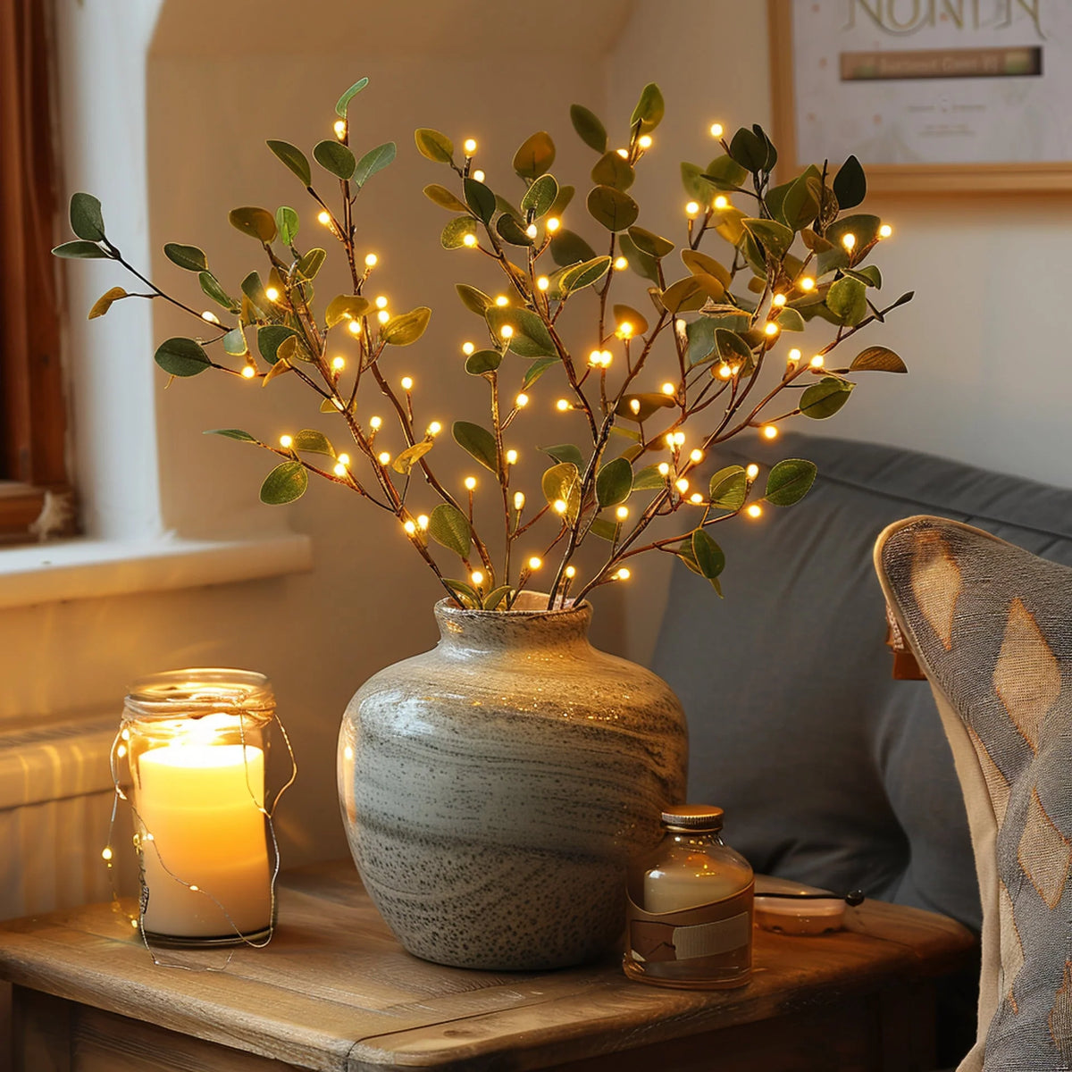 Artificial Branch Warm White 120 LED Battery-Powered