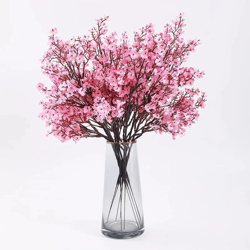 Artificial Cherry Blossom Stem Realistic Pink Flexible