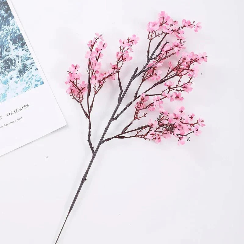 Artificial Cherry Blossom Stem Realistic Pink Flexible