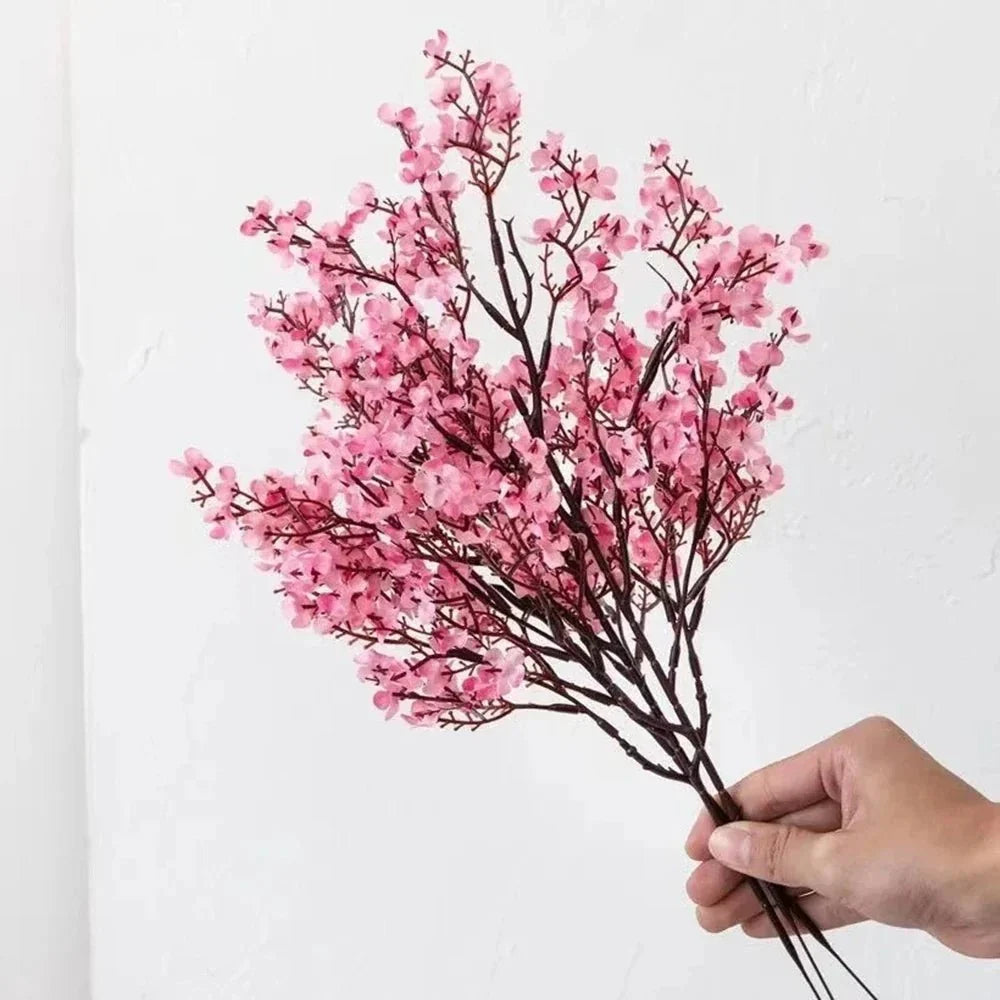 Artificial Cherry Blossom Stem Realistic Pink Flexible