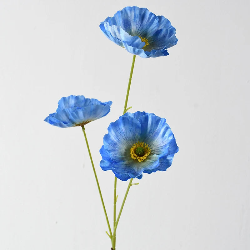 Artificial Poppy Flower Stem Realistic Petals No Watering Needed
