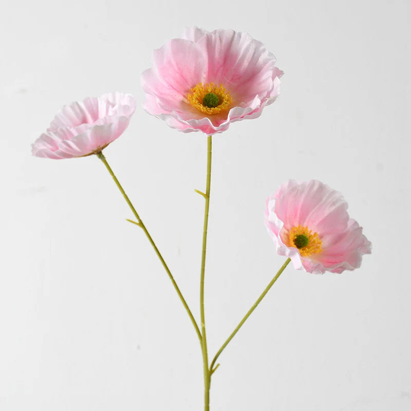 Artificial Poppy Flower Stem Realistic Petals No Watering Needed