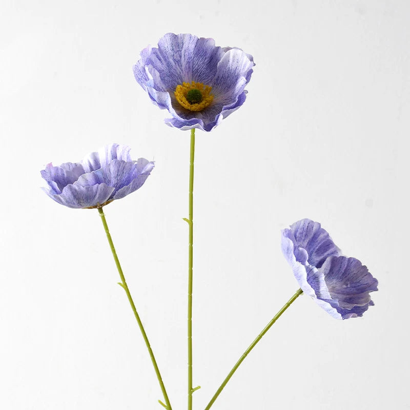 Artificial Poppy Flower Stem Realistic Petals No Watering Needed