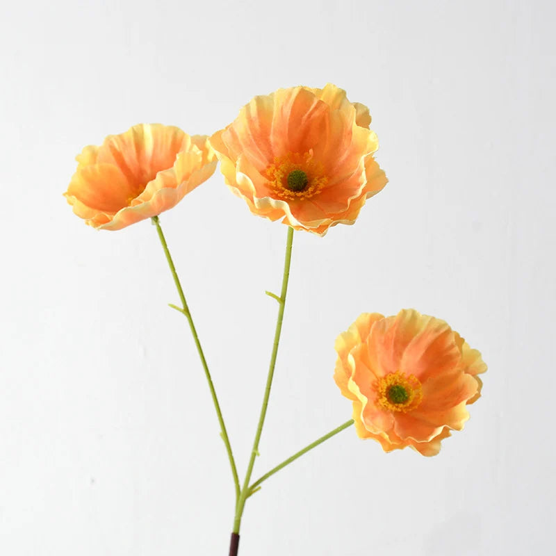 Artificial Poppy Flower Stem Realistic Petals No Watering Needed