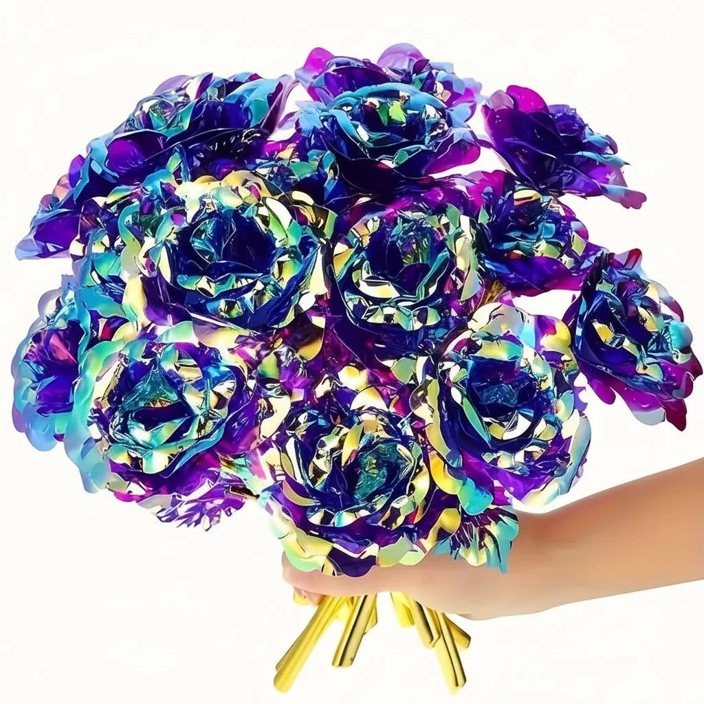 Artificial Rose Bouquet Lifelike Blooms Wired Stems