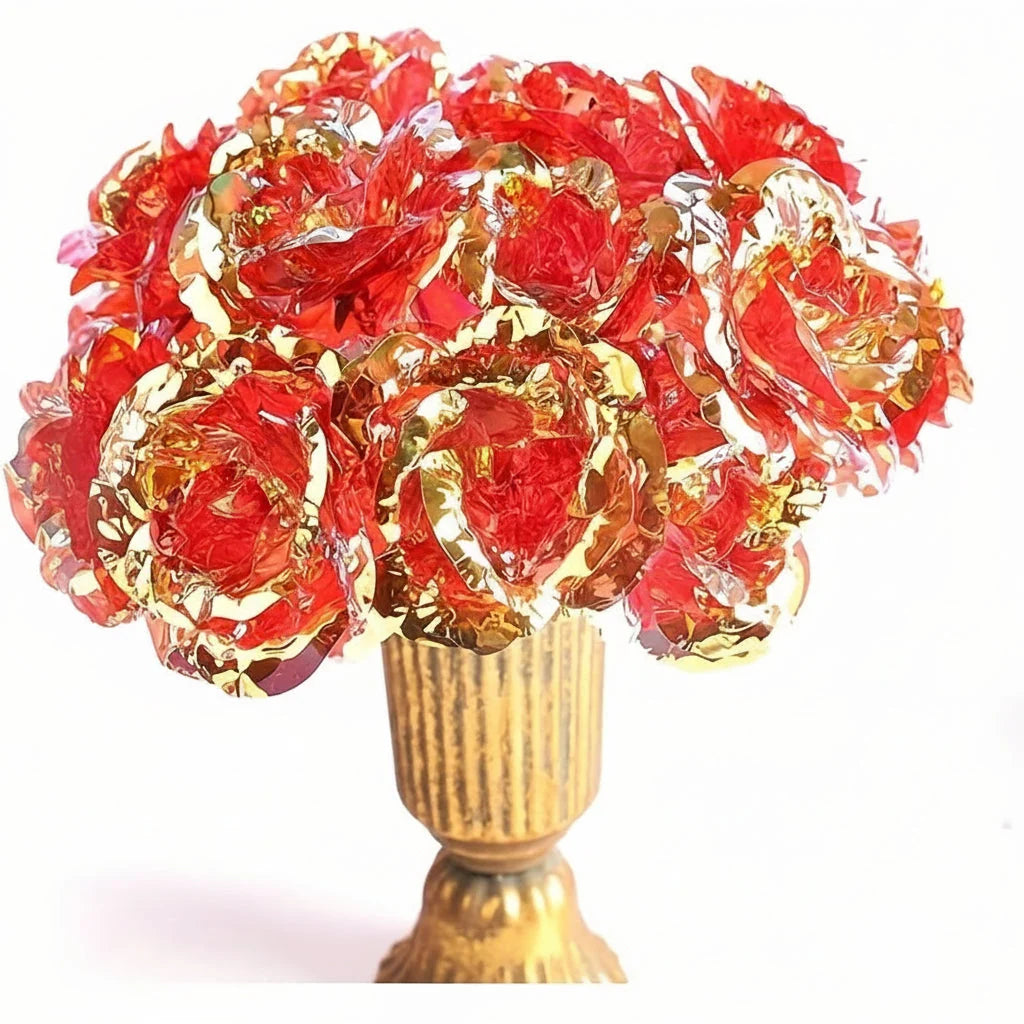 Artificial Rose Bouquet Lifelike Blooms Wired Stems