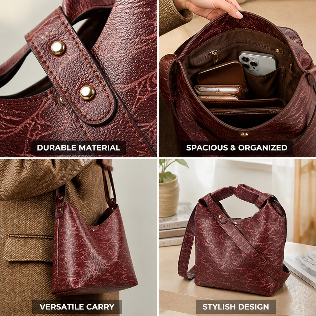 Artistic Pattern Synthetic Leather Tote Bag