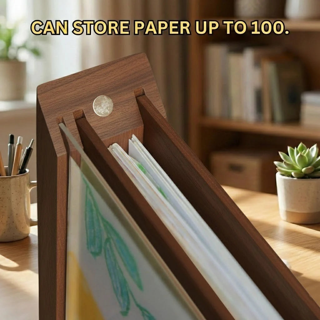 Artwork Display Frame Wood-Look Front-Opening Integrated Storage