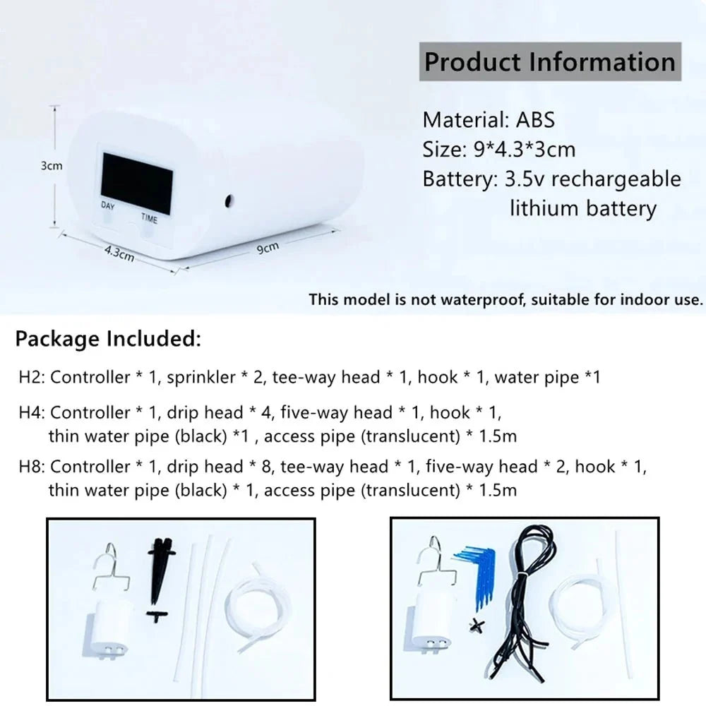 Automatic Plant Watering System Scheduled Rechargeable Flexible Tubes