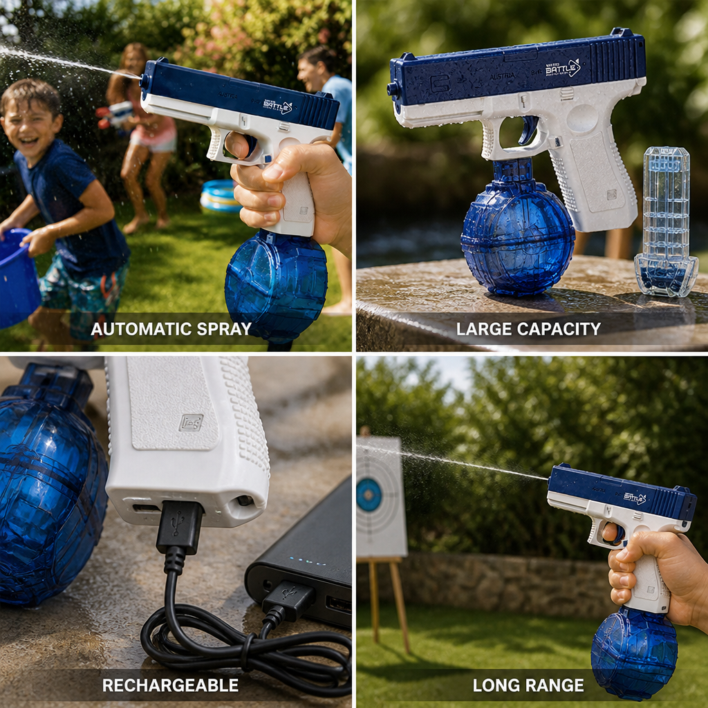 Automatic Rechargeable Water Gun (Includes Extra Magazine)