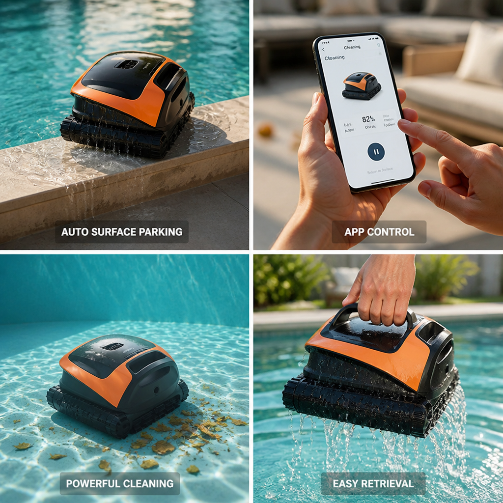 Automatic Surface-Parking & App-Controlled Pool Vacuum Robot