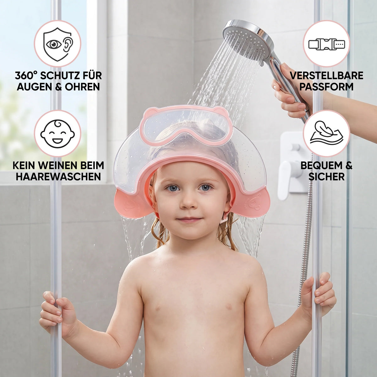 Baby Bath Visor Adjustable 360° Eye & Ear Protection