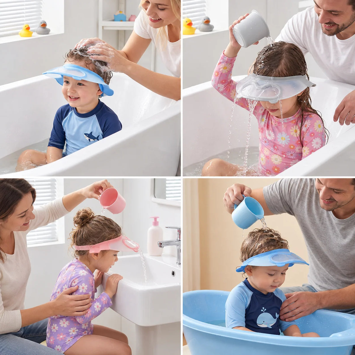 Baby Bath Visor Adjustable 360° Eye & Ear Protection