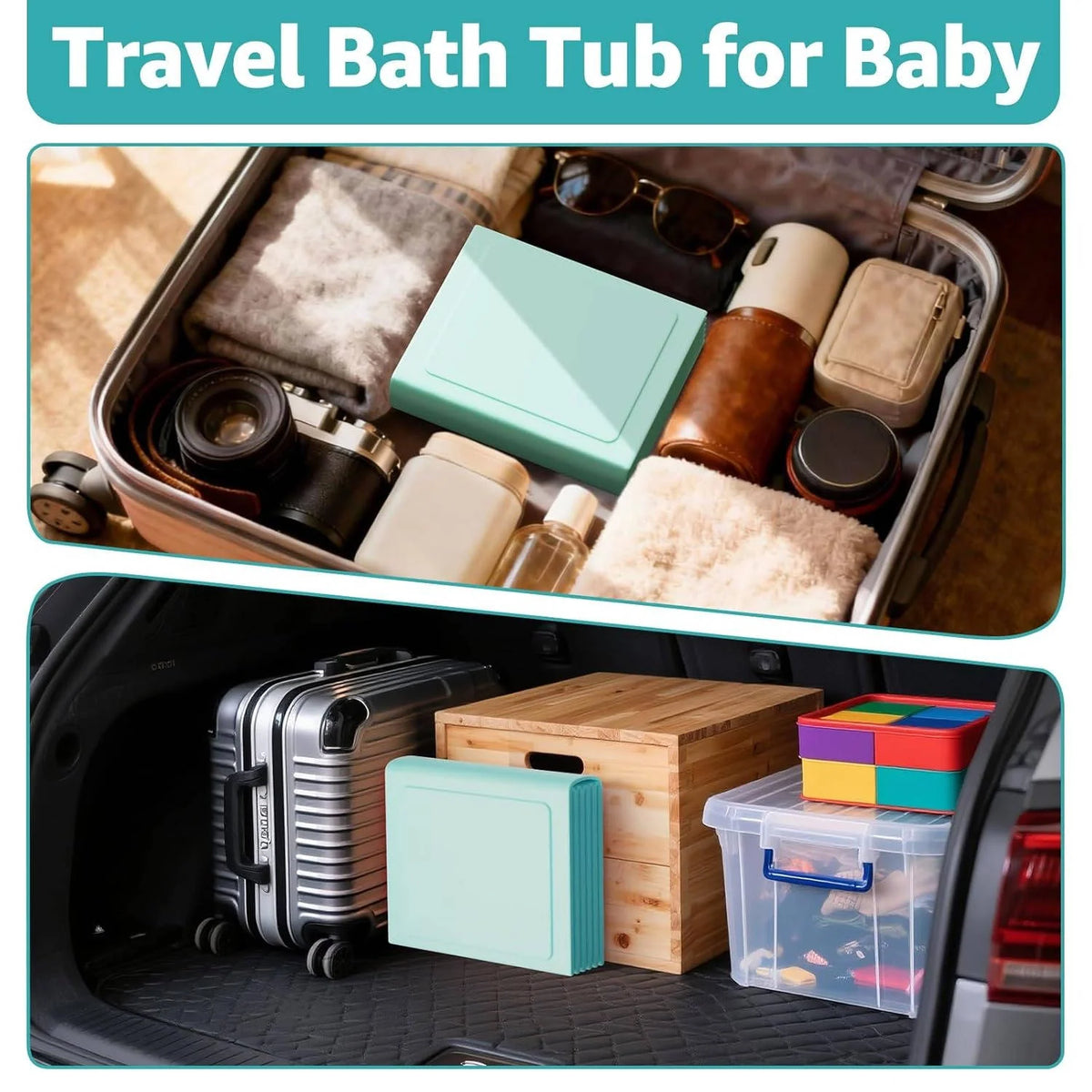 Baby Bathtub Collapsible Inflatable Edge Built-In Drain