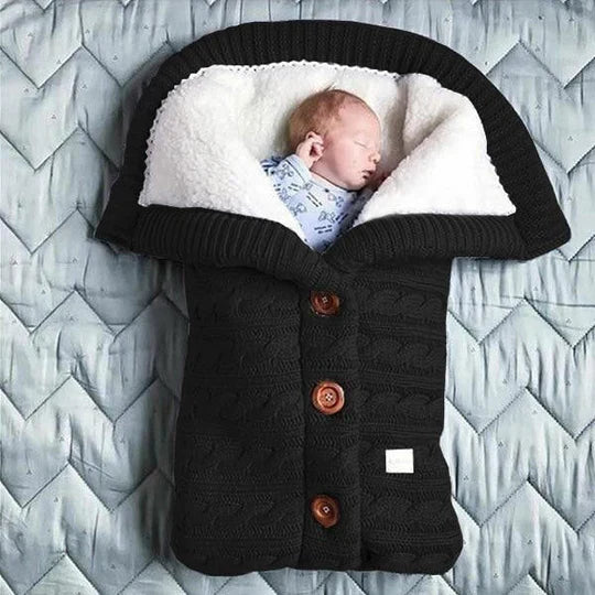 Baby Blanket Swedish Fleece-Lined Knitted Linen Lightweight & Travel-Friendly