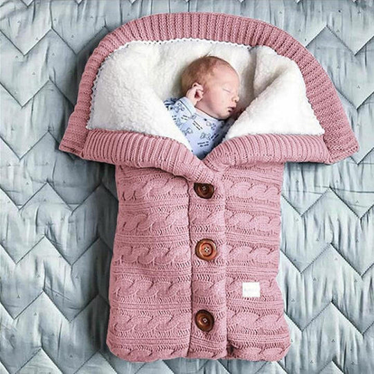 Baby Blanket Swedish Fleece-Lined Knitted Linen Lightweight & Travel-Friendly