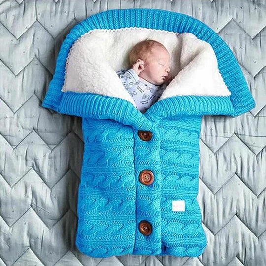 Baby Blanket Swedish Fleece-Lined Knitted Linen Lightweight & Travel-Friendly