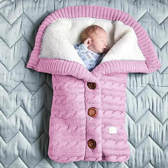 Baby Blanket Swedish Fleece-Lined Knitted Linen Lightweight & Travel-Friendly