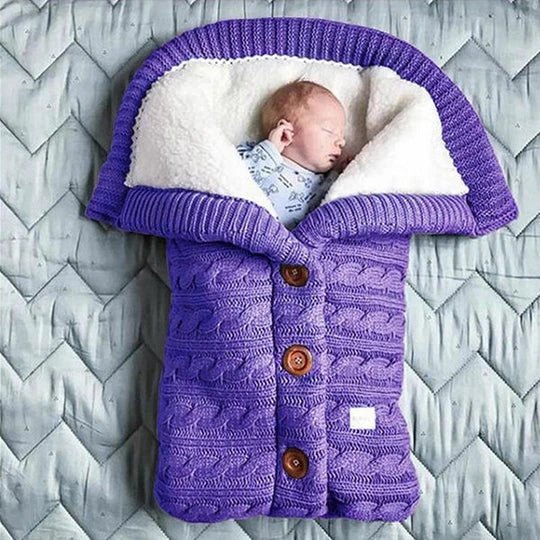 Baby Blanket Swedish Fleece-Lined Knitted Linen Lightweight & Travel-Friendly