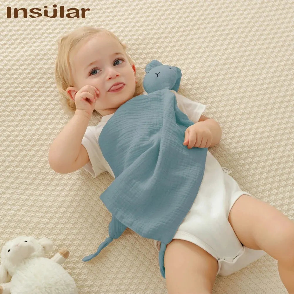 Baby Comfort Blanket Animal Head Soft Breathable Muslin Washable