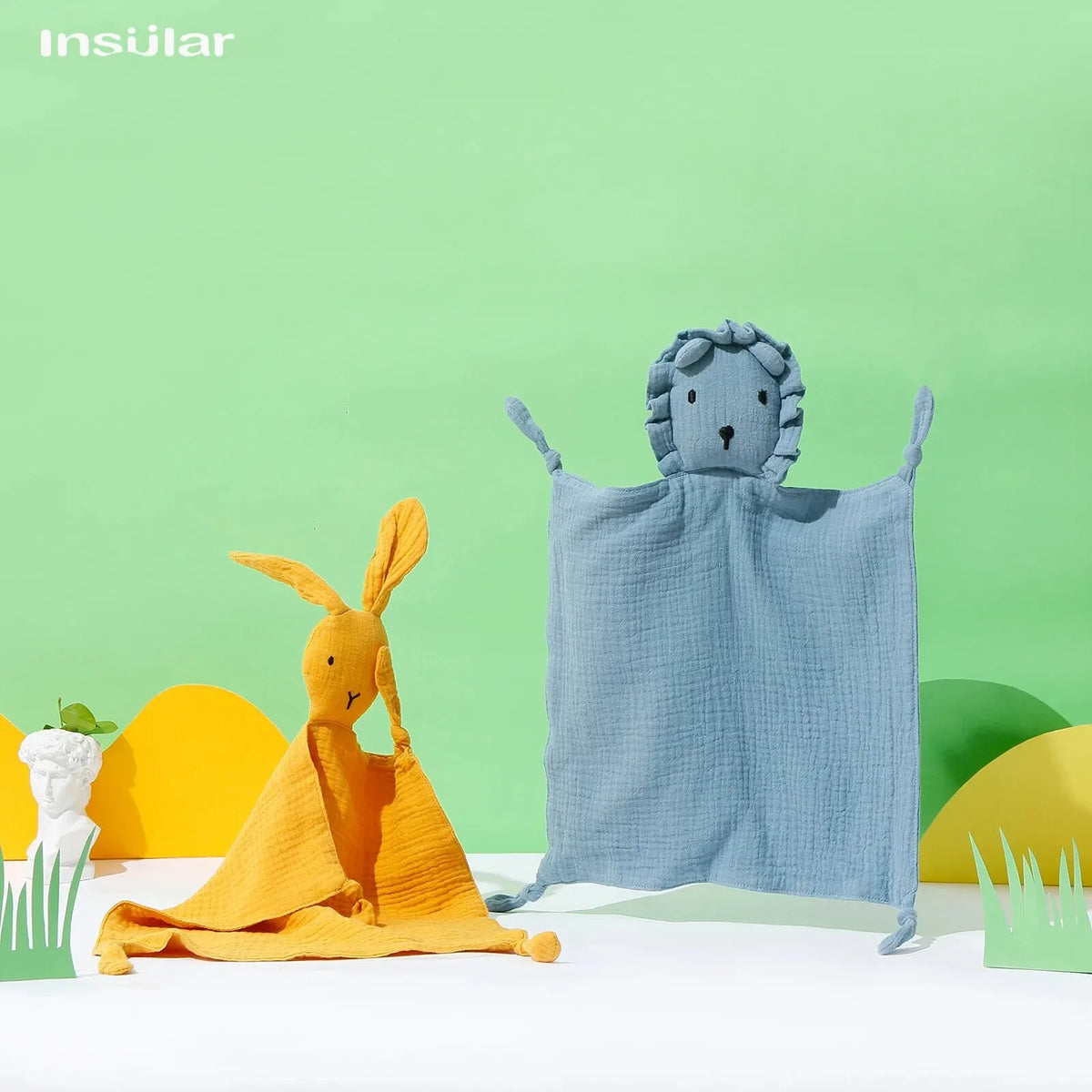 Baby Comfort Blanket Animal Head Soft Breathable Muslin Washable