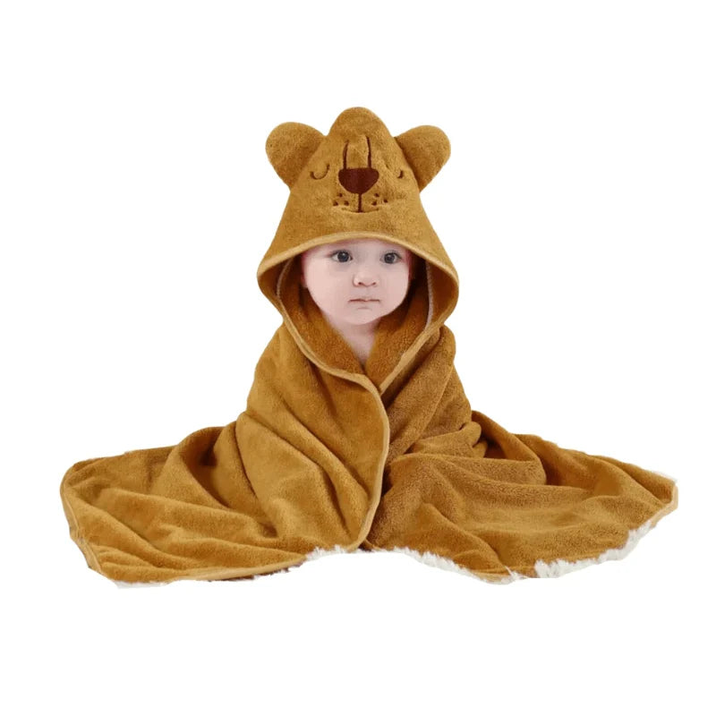 Baby Hooded Bath Towel Soft Absorbent Cotton 31.5 Inch Square