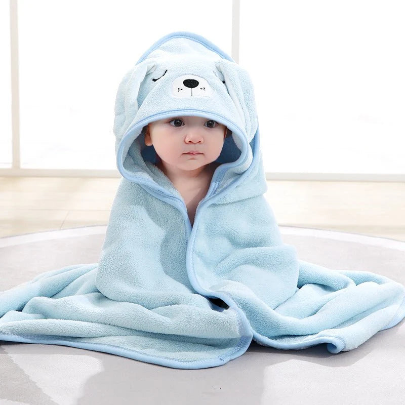Baby Hooded Bath Towel Soft Absorbent Cotton 31.5 Inch Square