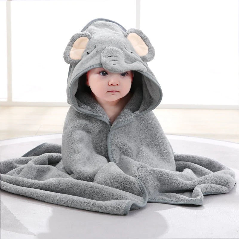 Baby Hooded Bath Towel Soft Absorbent Cotton 31.5 Inch Square