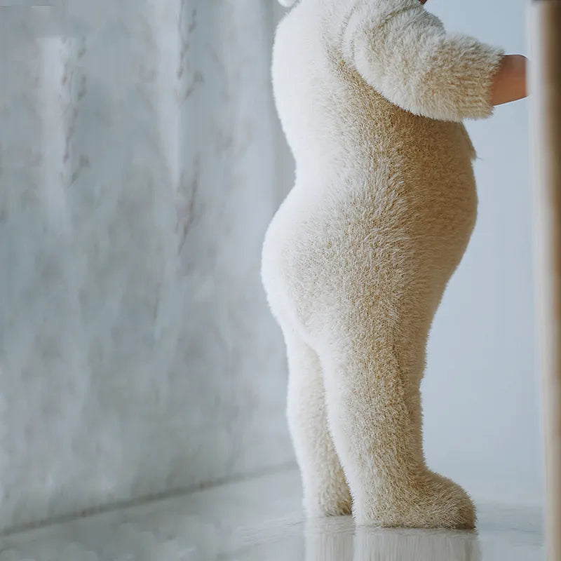 Baby Jumpsuit Plush Bear Print Warmth