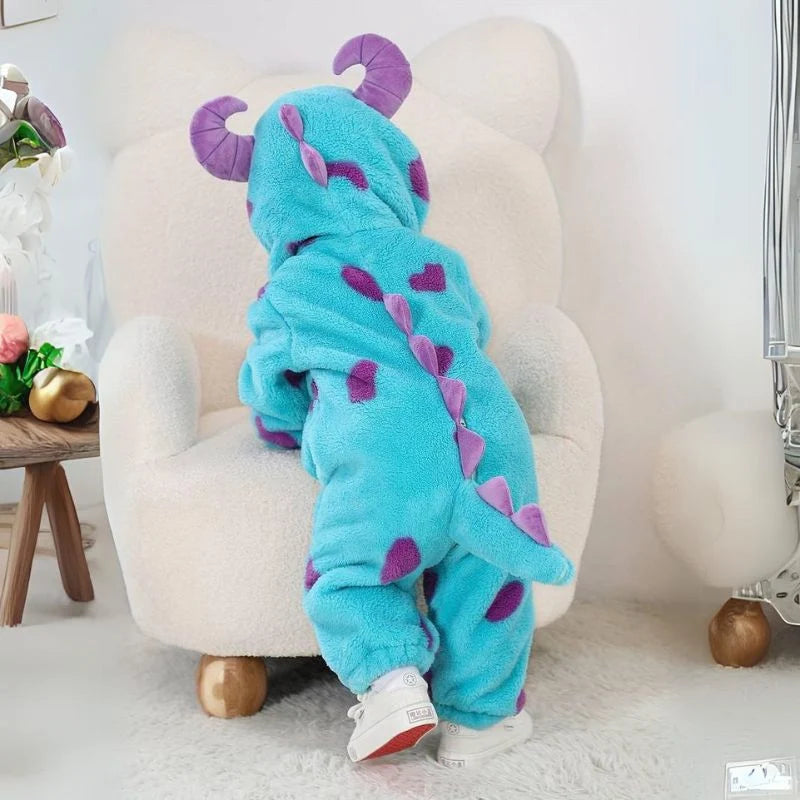 Baby Onesie Fluffy Lined Zip & Snap Closure