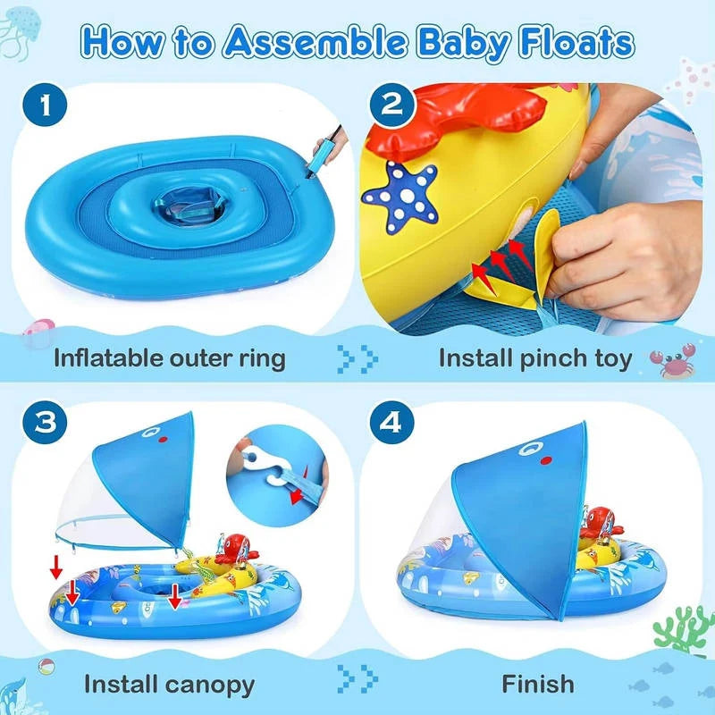 Baby Pool Float UPF50 Canopy Dual-Chamber