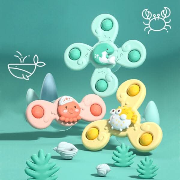 Baby Spinner Toy BPA-Free Push-Activated Set of 3