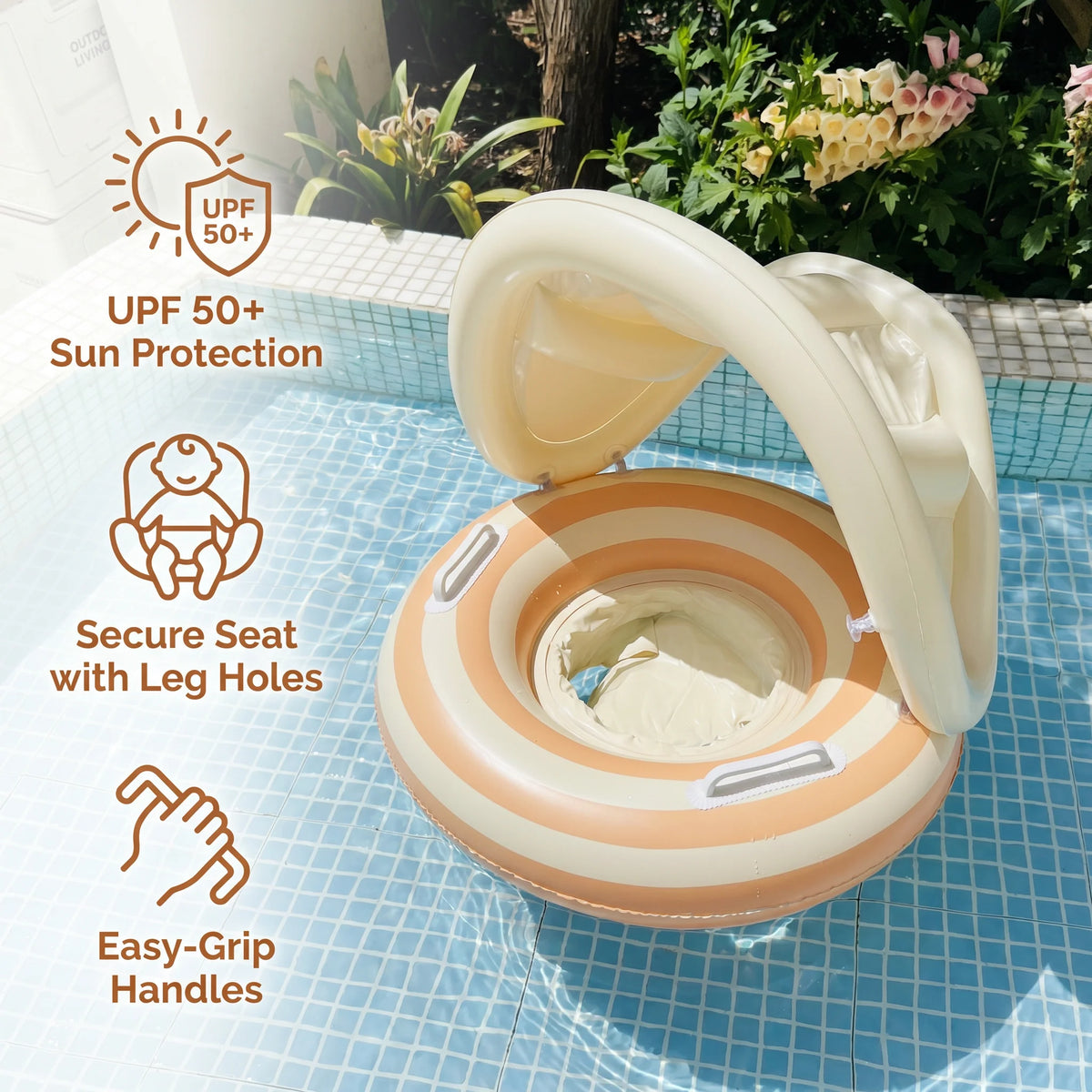 Baby Swim Ring Removable Sun Canopy & Integrated Seat