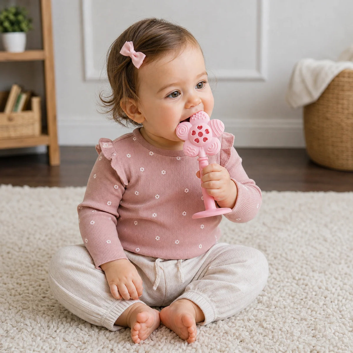 Baby Teether & Rattle Textured Suction Cup Base