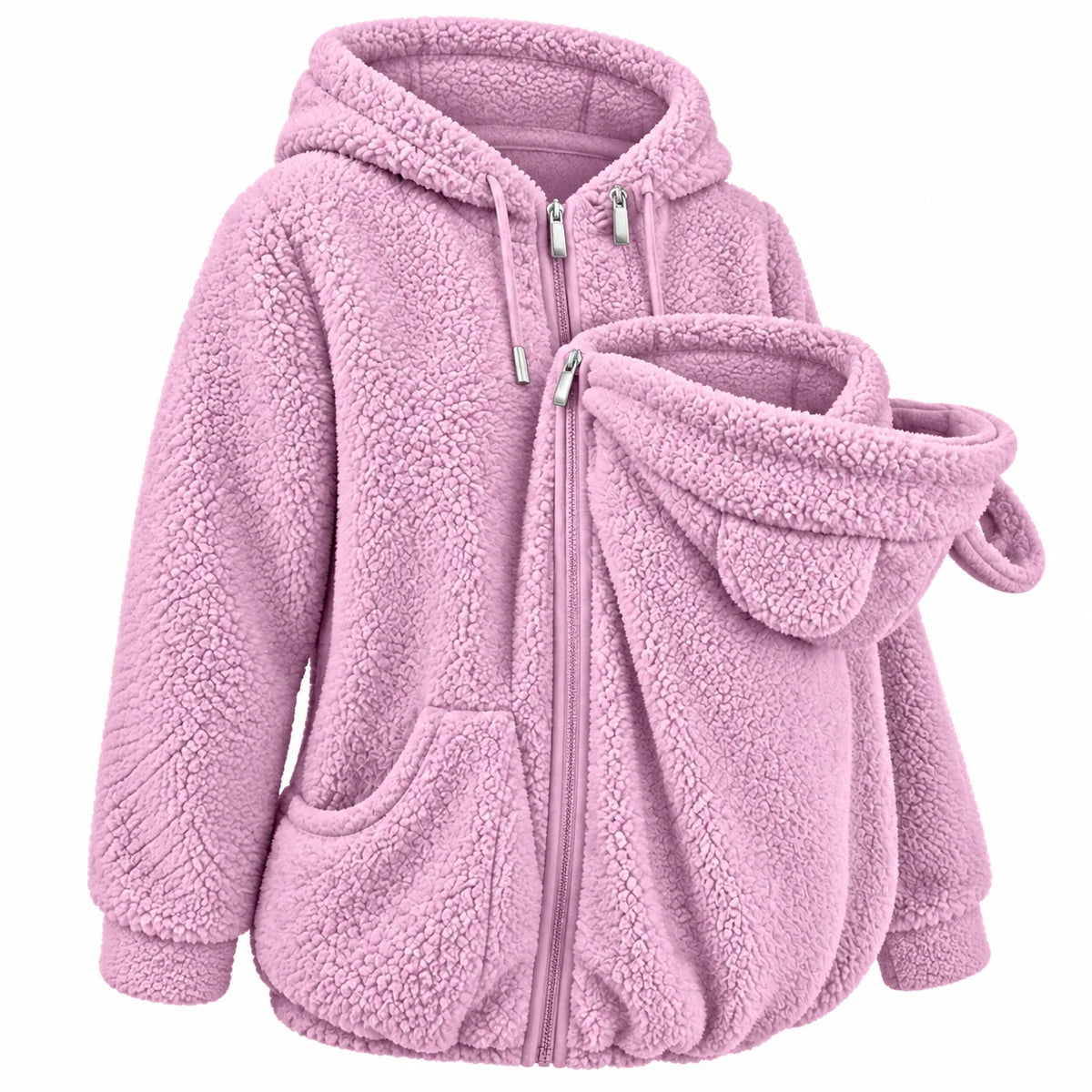 Babywearing Hoodie Plush Fleece Front Baby Pouch