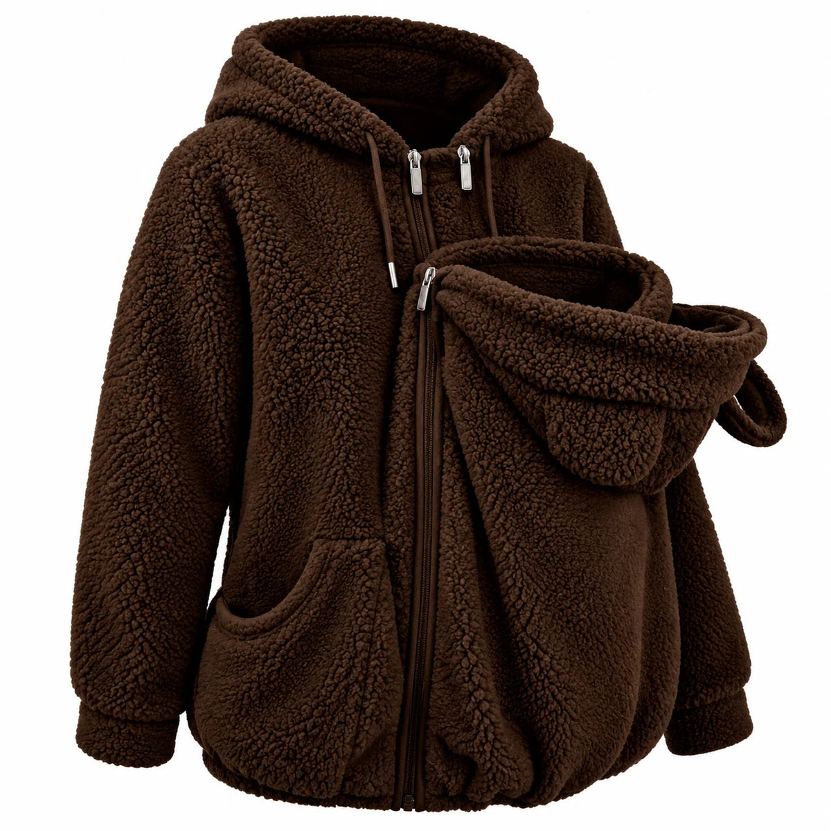 Babywearing Hoodie Plush Fleece Front Baby Pouch