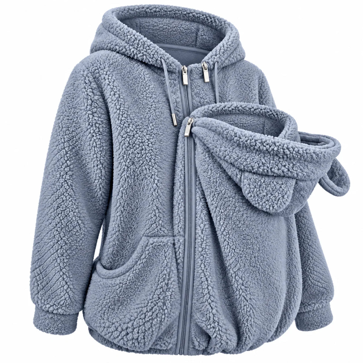 Babywearing Hoodie Plush Fleece Front Baby Pouch