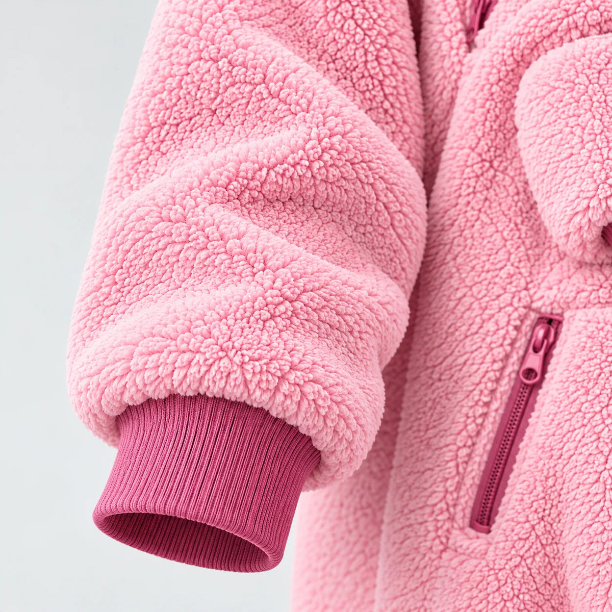 Babywearing Hoodie Soft Teddy Texture Roomy Front Panel Zippered Pockets