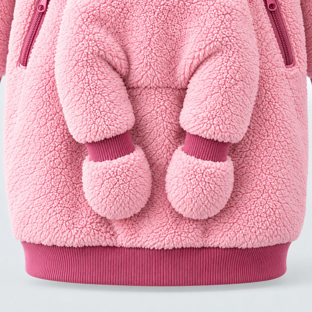 Babywearing Hoodie Soft Teddy Texture Roomy Front Panel Zippered Pockets