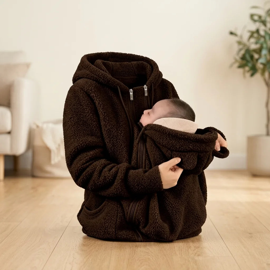 Babywearing Jacket 2-In-1 Integrated Carrier Panel Hooded