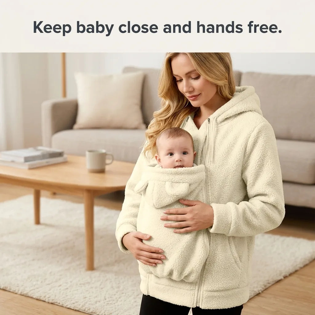 Babywearing Jacket 2-In-1 Integrated Carrier Panel Hooded