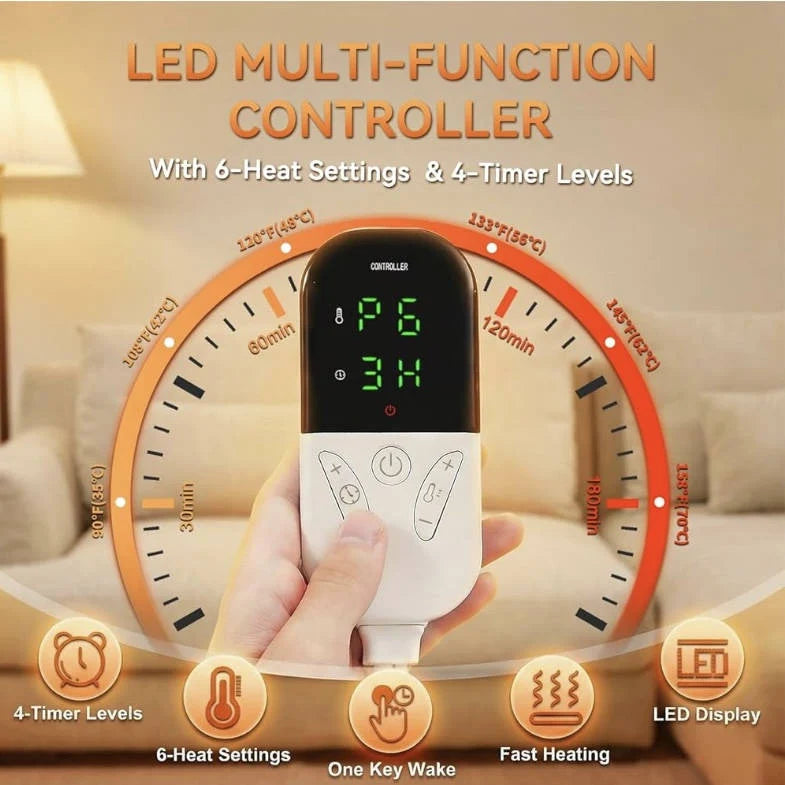 Back Heating Pad King-Size Adjustable Heat & Auto-Off