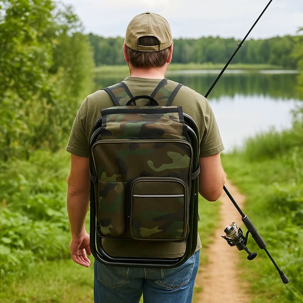 Backpack Chair with Insulated Cooler & Foldable Seat
