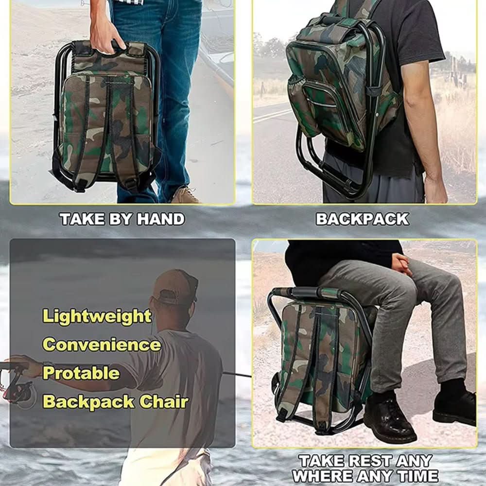Backpack Chair with Insulated Cooler & Foldable Seat
