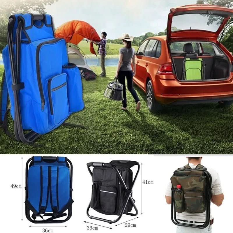 Backpack Chair with Insulated Cooler & Foldable Seat