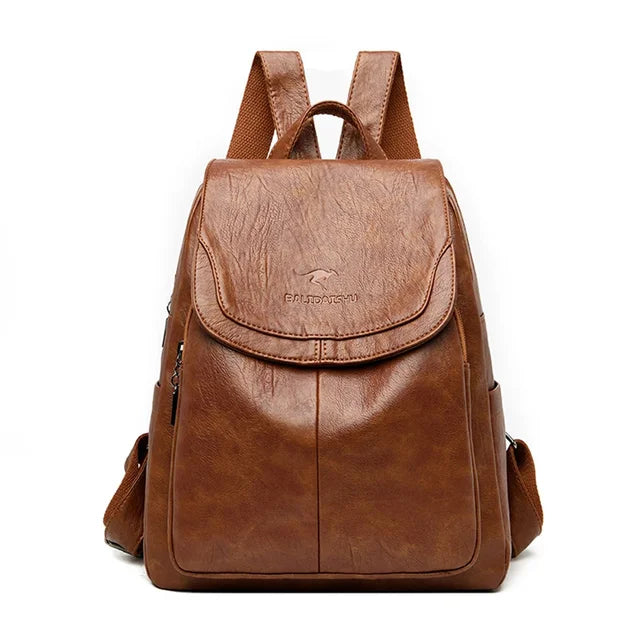 Backpack Cowhide Leather Multiple Compartments & Secure Closure