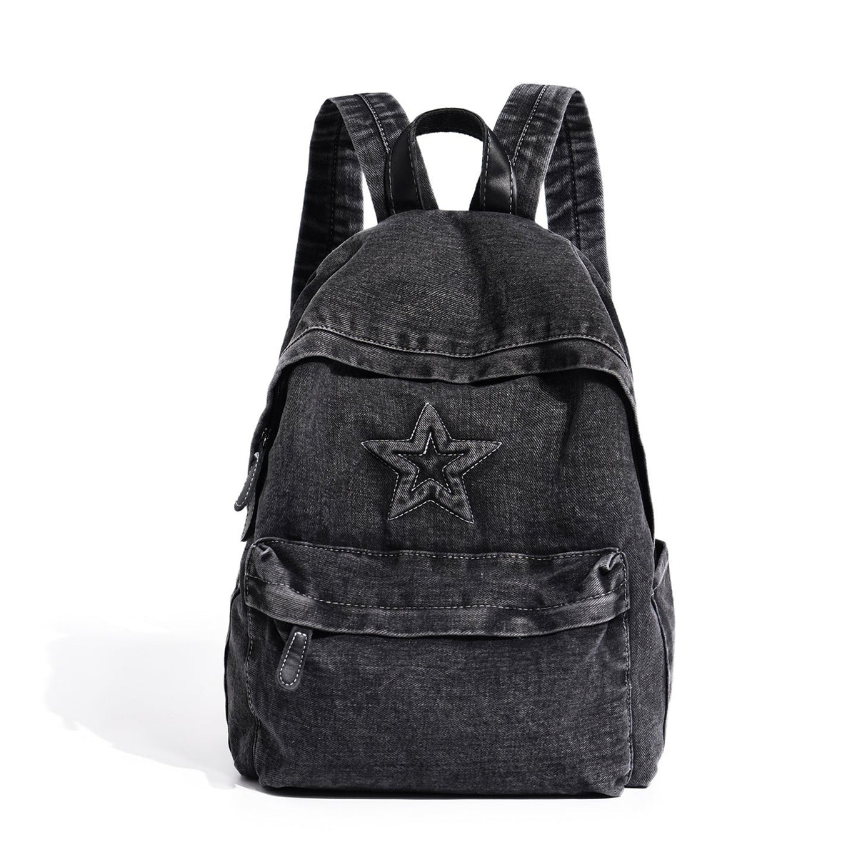 Backpack Denim Multiple Pockets Adjustable Padded Straps