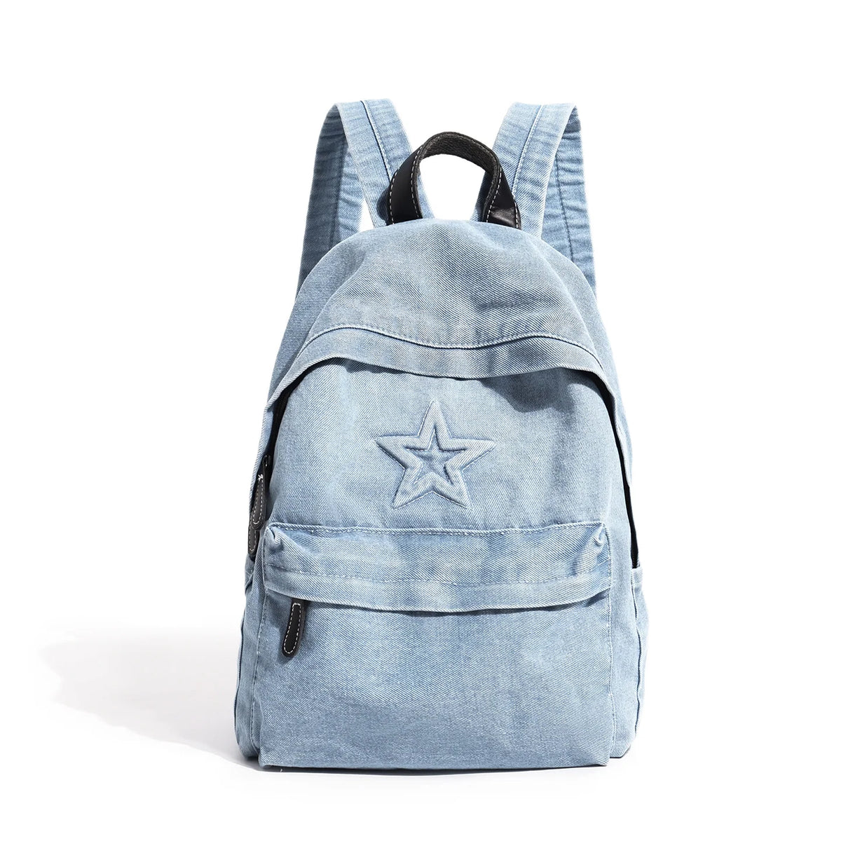 Backpack Denim Multiple Pockets Adjustable Padded Straps