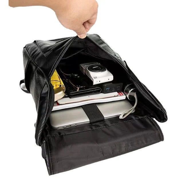 Backpack Leather Anti-Theft Multiple Compartments